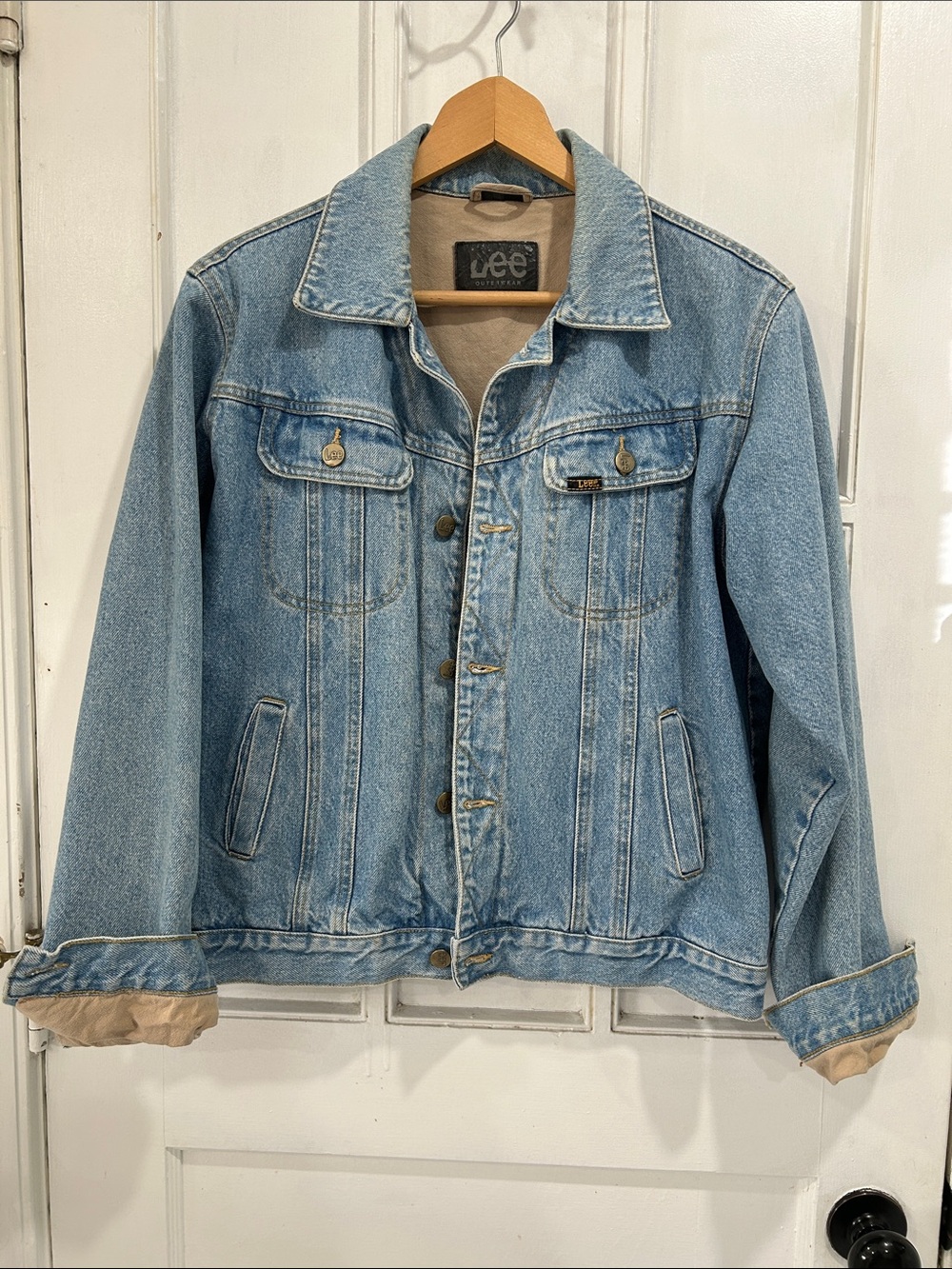 Vintage 90s Lee Denim Jean Jacket with Lining - Size Large